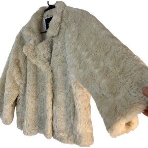 Robert Rodriguez L Cream Faux Fur Teagan Teddy Jacket  RX10637 3/4 Sleeve GUC